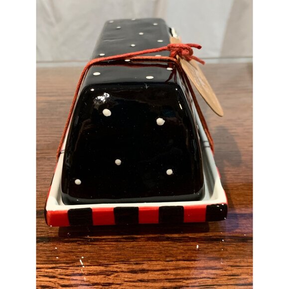 Snowman Polka Dot Butter Dish By DEMDACO NWT - Picture 4 of 7